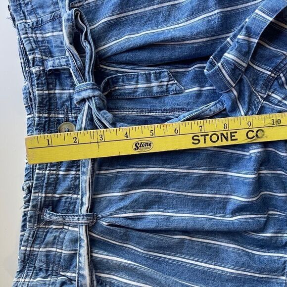 American Eagle Outfitters Striped Cotton Paperbag Shorts Blue White 8 - Picture 8 of 9